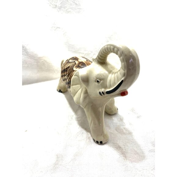 Ceramic Elephant Made in Brazil Trunk Up Good Luck 6” x 7” - Picture 4 of 5
